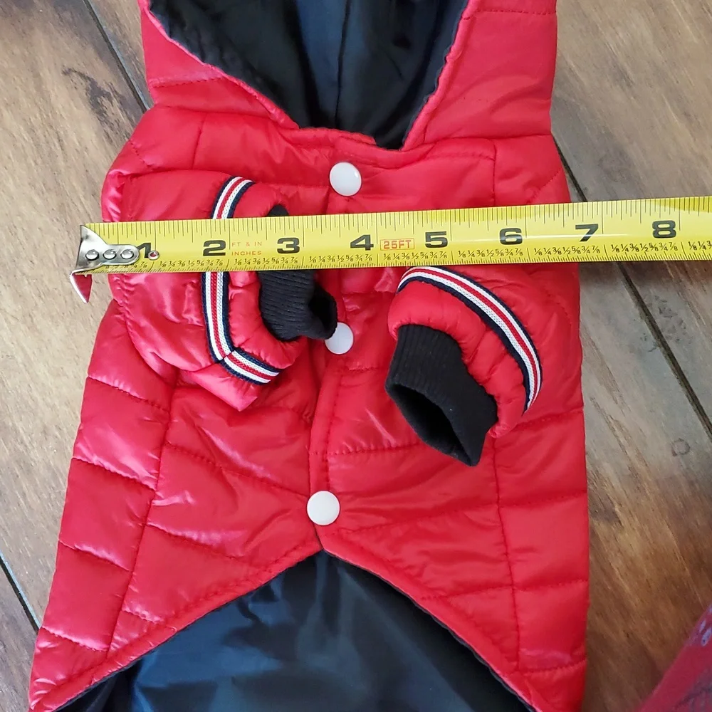 NWOT Red Hooded Puffer Dog Jacket - Picture 10 of 12